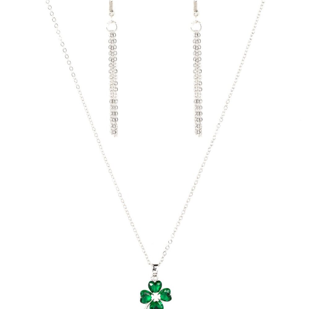 Kiss Me, I'm /irish- Green Necklace and Earrings Set
